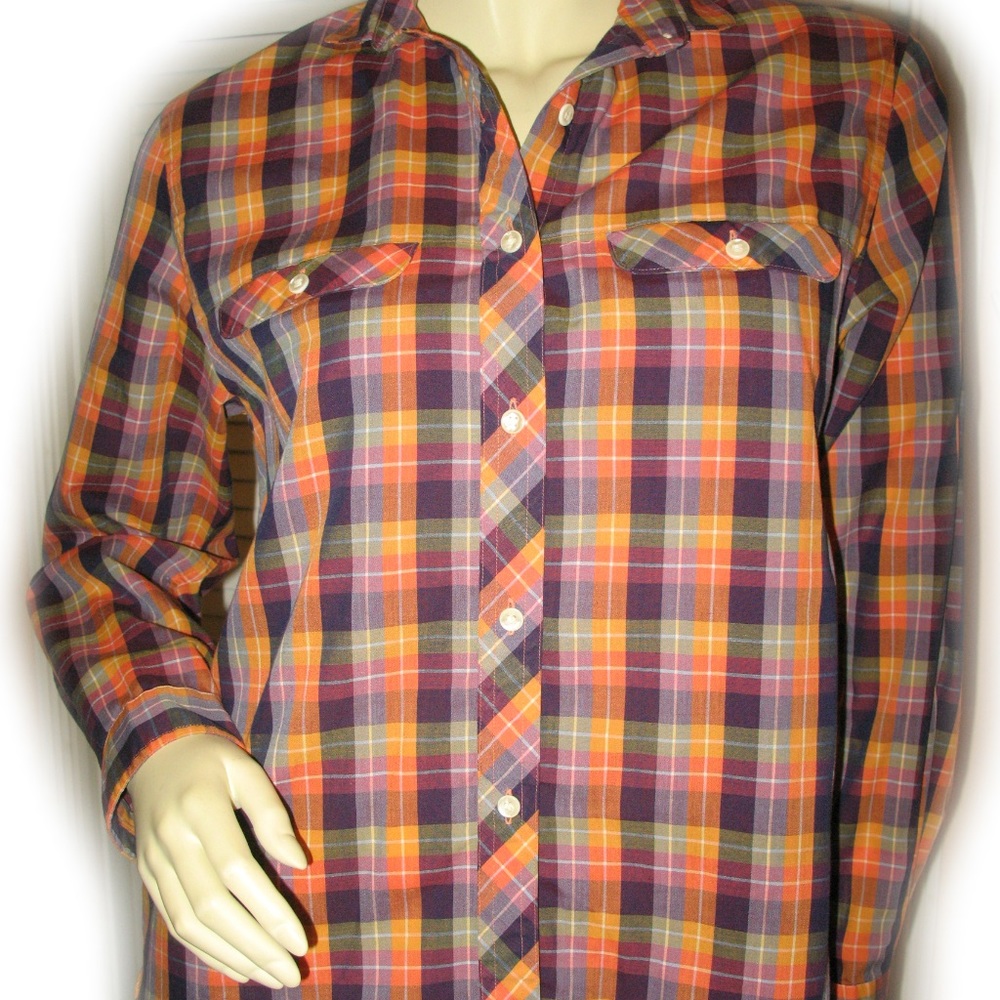 LEVIS LEVI'S Womens Plaid Button Down Shirt Top 10